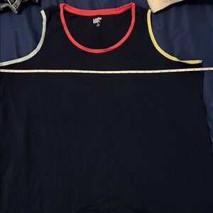 Lands' End Navy Tank Top with Red and Yellow Trim